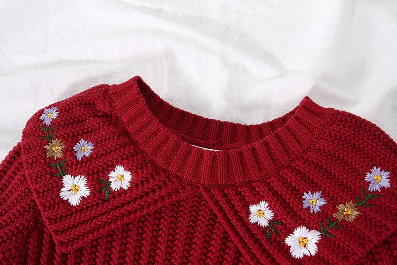 Winter Dress for Baby Girl with embroidered flowers