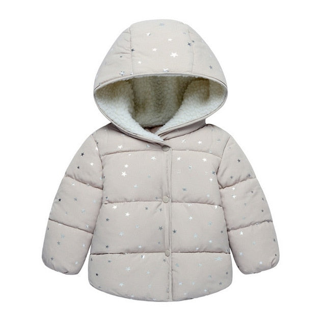 Winter girl's jacket with hood