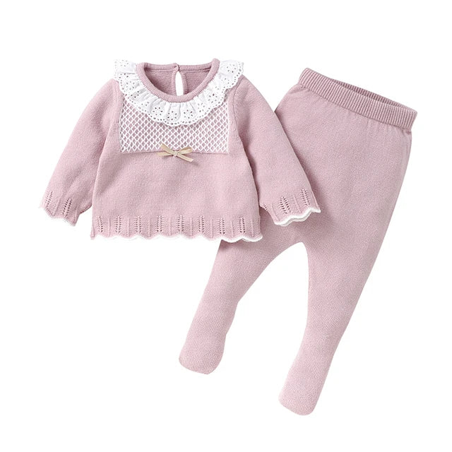 Conjunto de jersey y pantalón tejido para niña hasta 9 meses