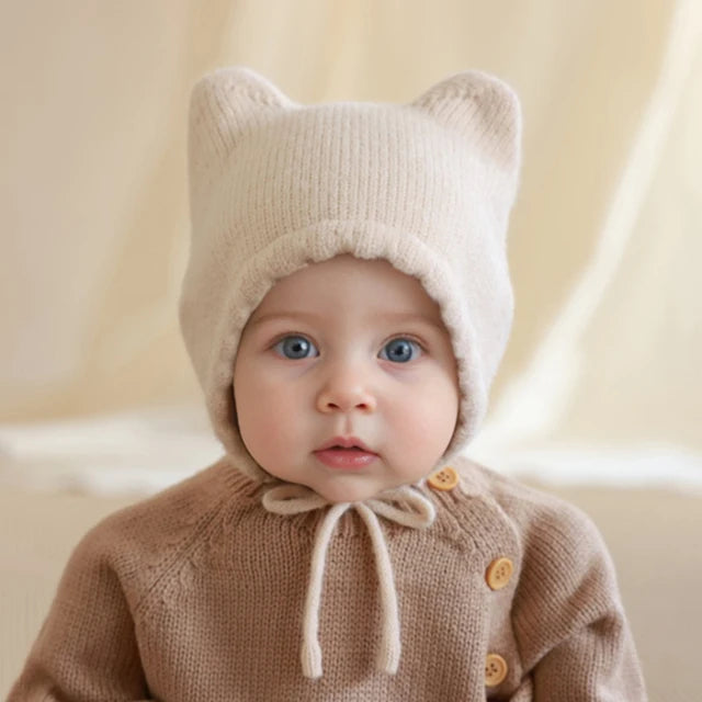 Gorro de lana para bebé con orejitas