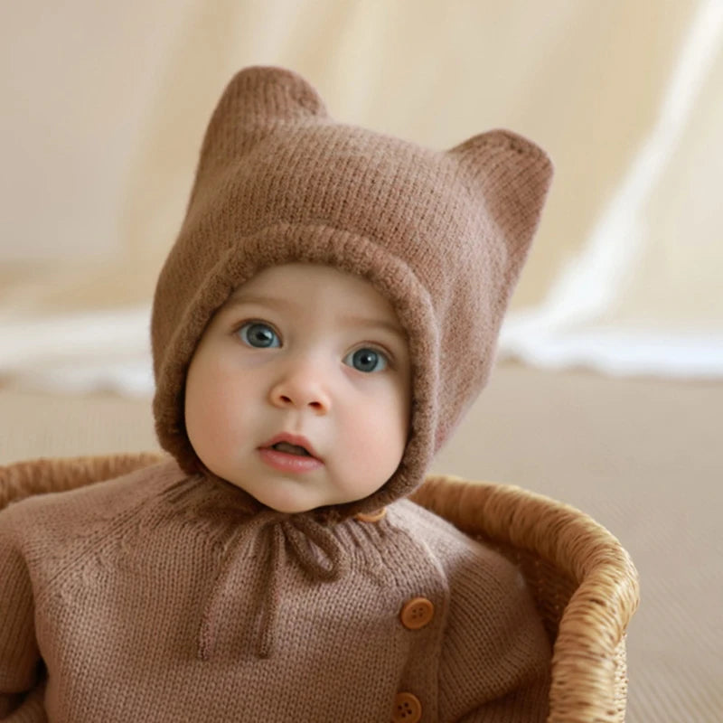 Gorro de lana para bebé con orejitas