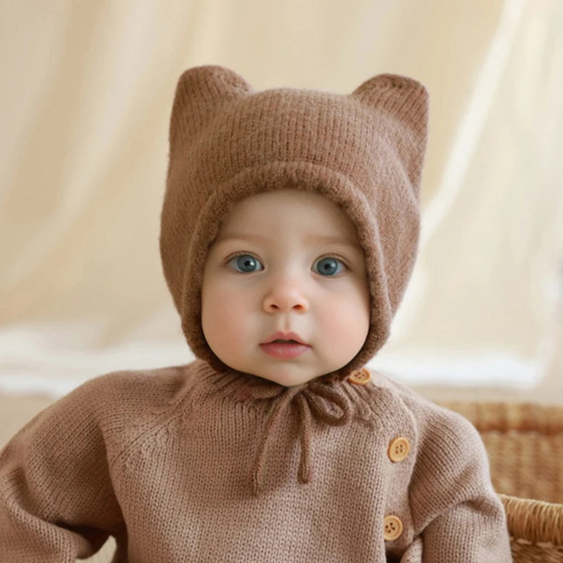 Gorro de lana para bebé con orejitas