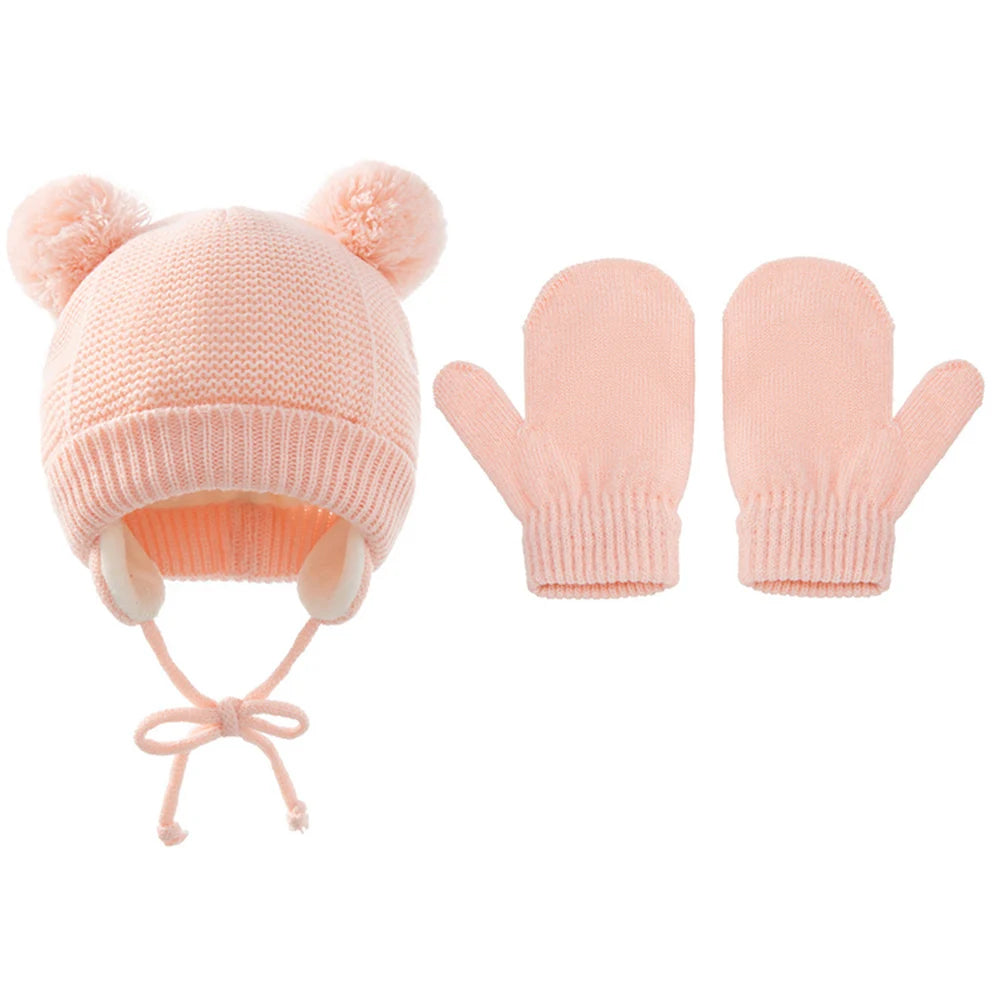 Pompom hat and mittens set 1-4 years