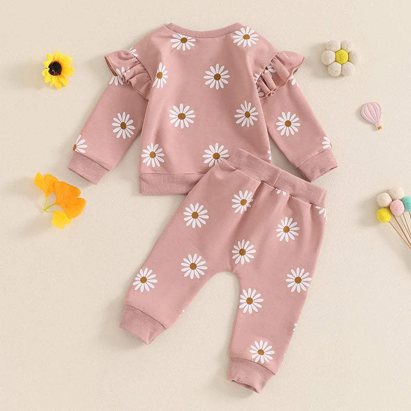 Conjunto de chándal con flores para niña 0-6 meses.