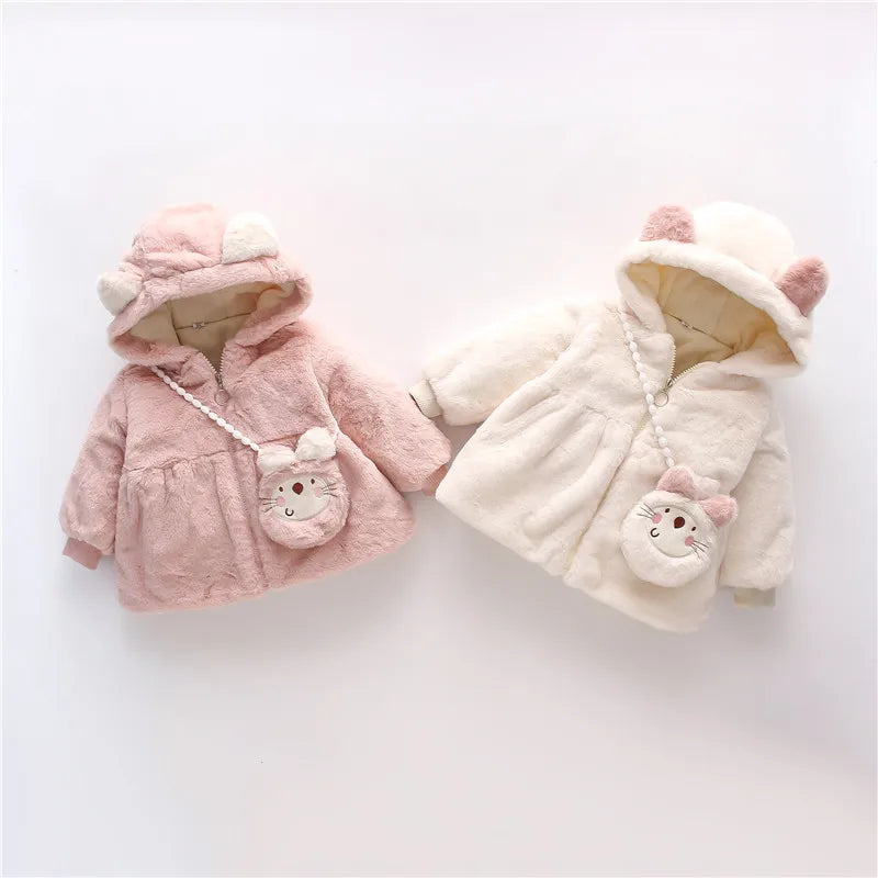 Winter fur coat with matching bag (0-3 years)