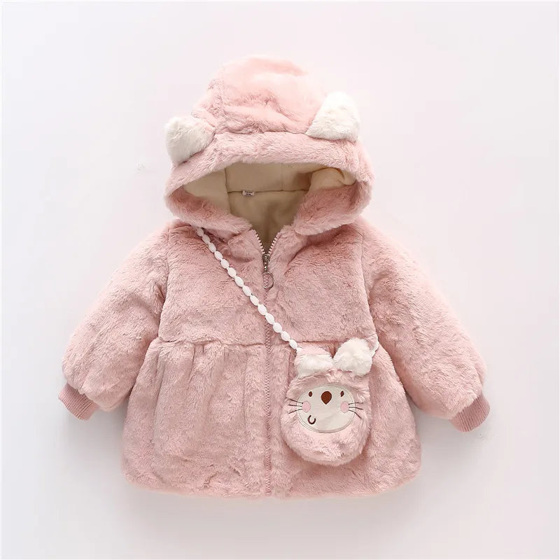 Winter fur coat with matching bag (0-3 years)