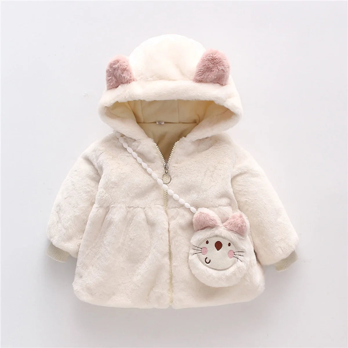 Winter fur coat with matching bag (0-3 years)